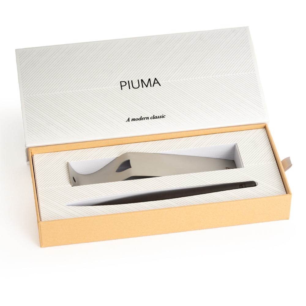 Forever Piuma A Modern Classic – Maple Wood Stylus with Ballpoint Stylus and Brushed Steel Base